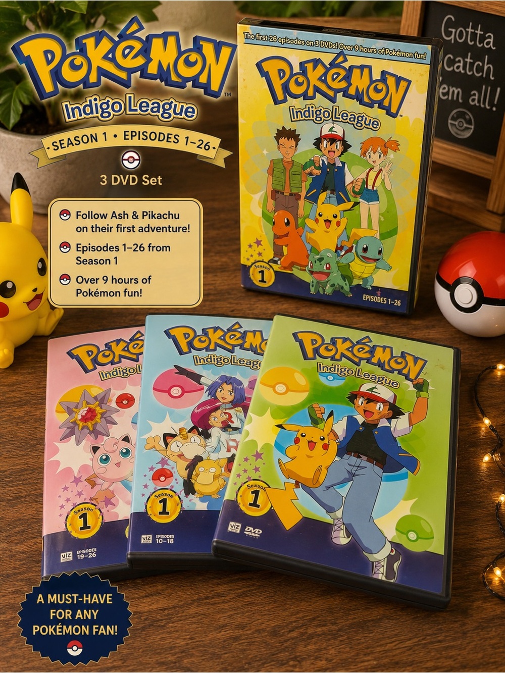 Indigo League Season 1 DVD Set - Pikachu Yellow